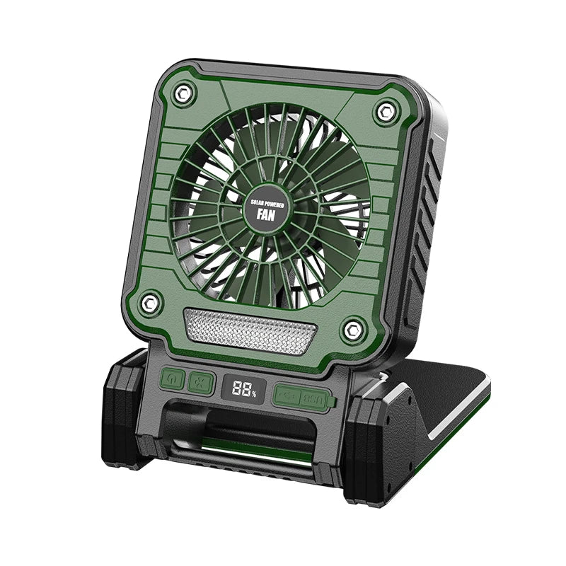 Outdoor Solar Fan Light 8 Hours Battery Foldable Tent Lantern Portable Multifunctional Camping Light Cross Border New