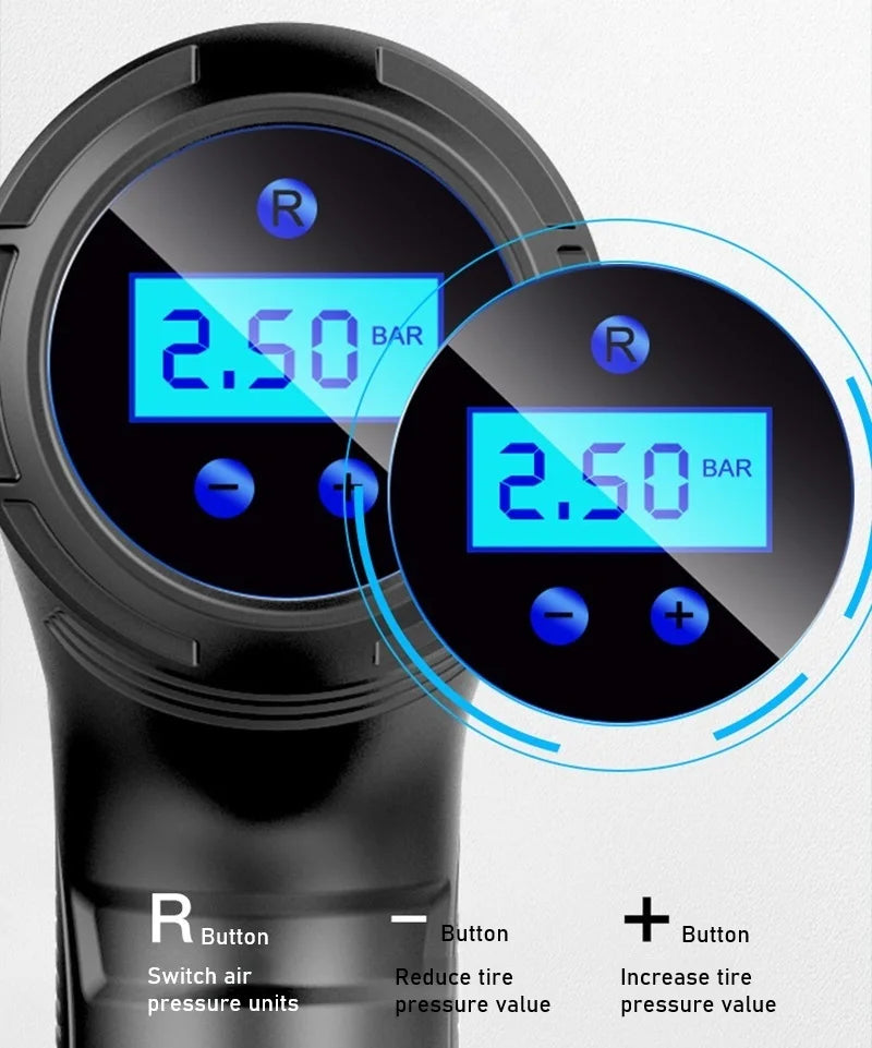 120W Car Air Pump Wired Wireless Inflatable Portable Compressor Digital Rechargeable Car Automatic Tire Inflator Equipment