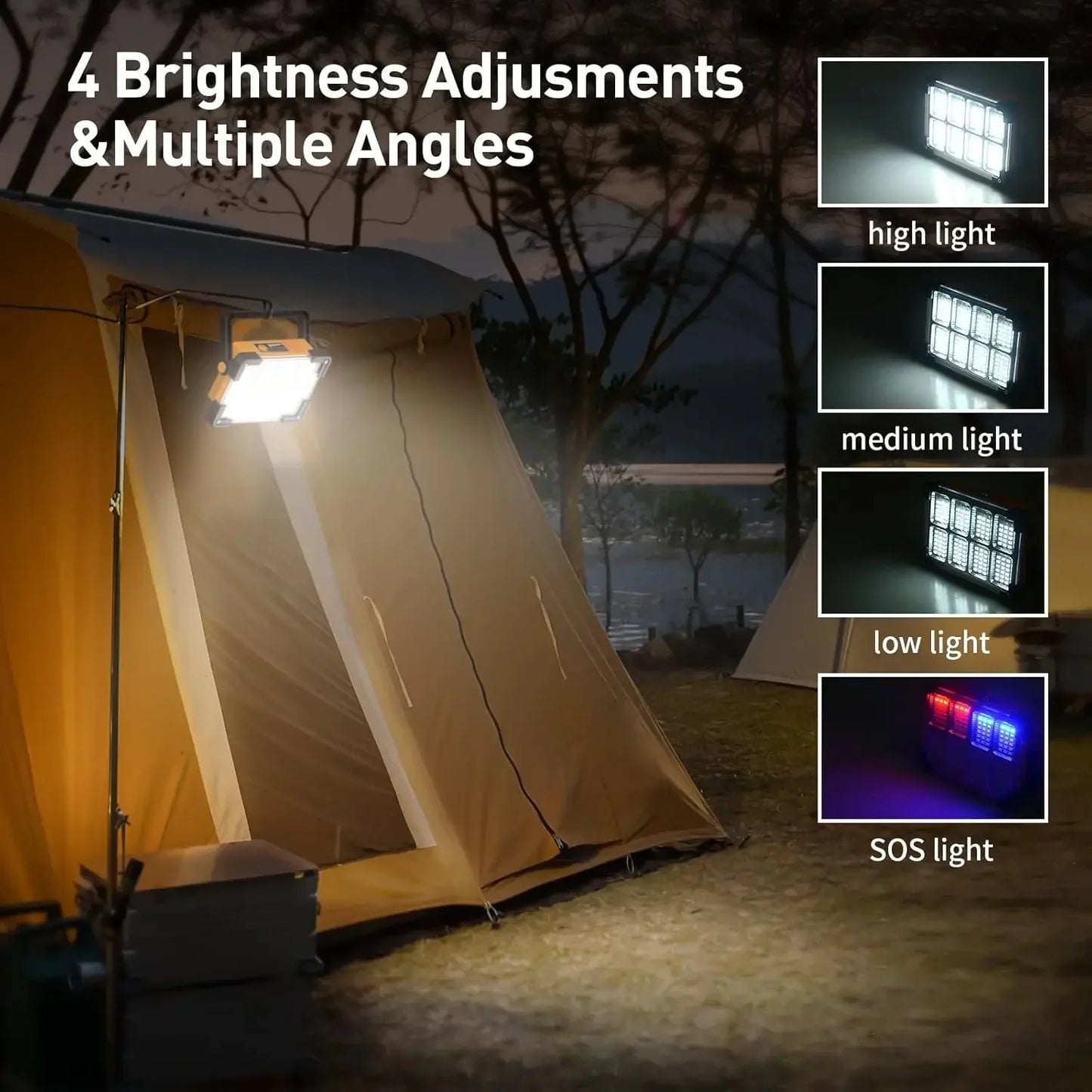 New Rechargeable Solar Flood Light Outdoor Portable LED Reflector Spotlight Rechargeable Projector Floodlight Construction Lamp