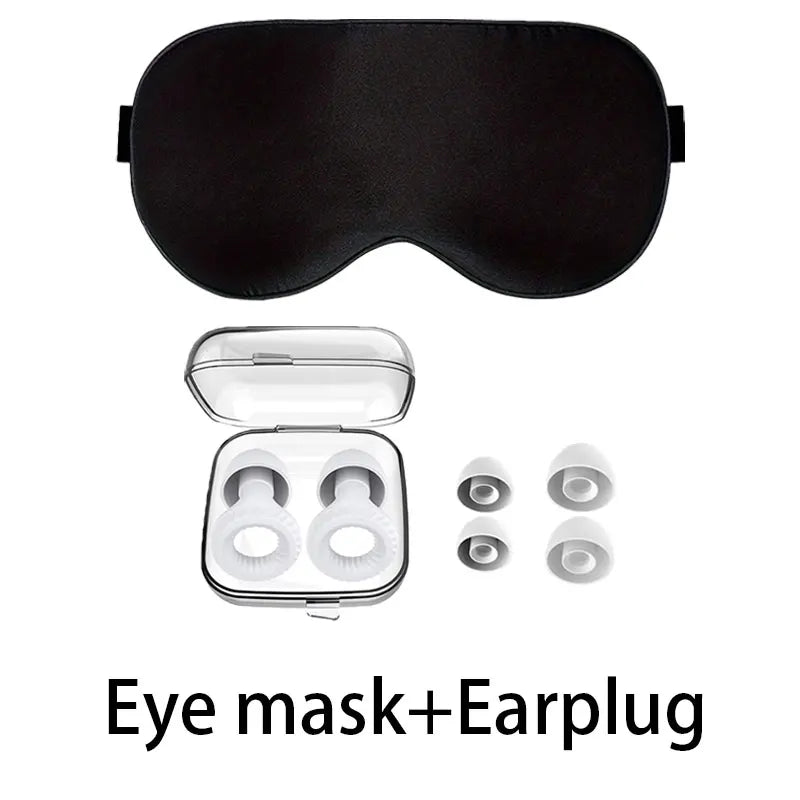 HUAK Sleep Set Soft Eye Mask with Silicone Ear Plugs for Home Travel Office Airplane Noise Reduction Comfortable Travel Accessor