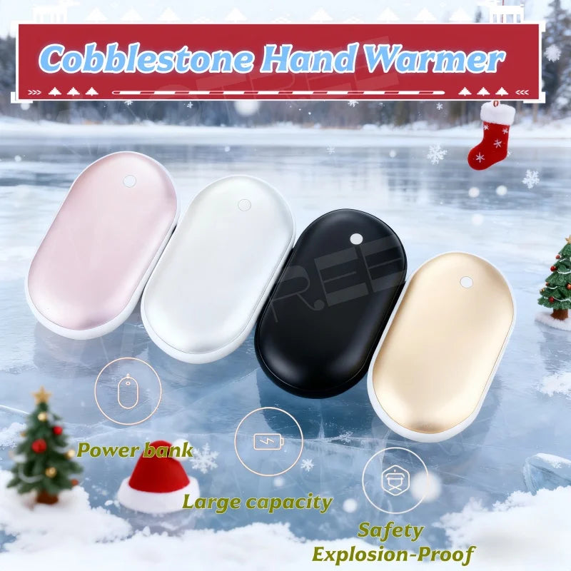 Portable USB Rechargeable Pebble Heater, Power Bank, Double-Sided Hand Warmer (Portable/Winter/Hiking)