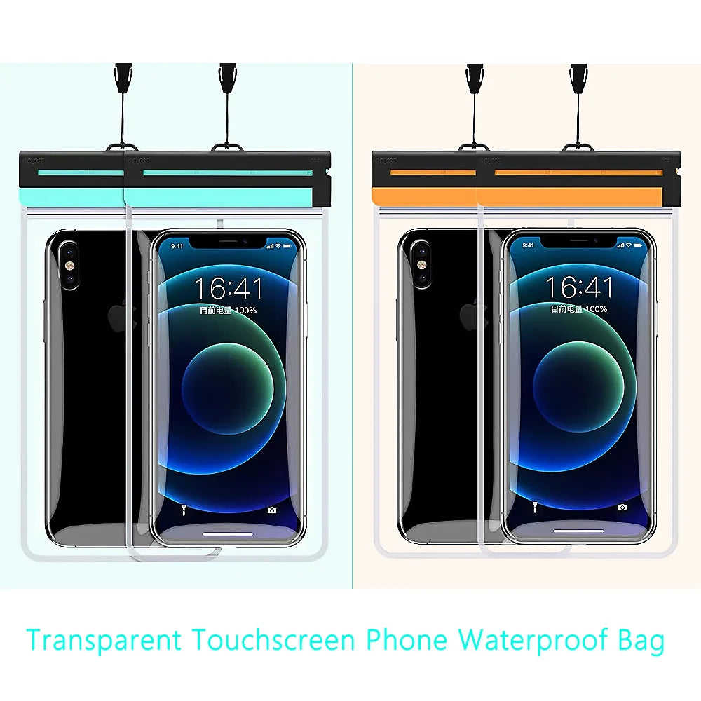 IPX8 Waterproof Phone Pouch TPU Case Touch Screen Diving Bag Underwater Swimming Beach Essential Universal Underwater Photo