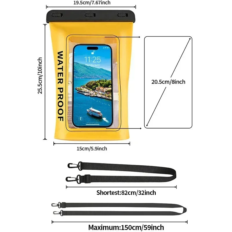 HAISSKY 1.8L Mobile Phone Waterproof Pouch For iPhone 17 16 Pro Max 15 Plus 16E Swimming Rafting Boating Beach Crossbody Bags
