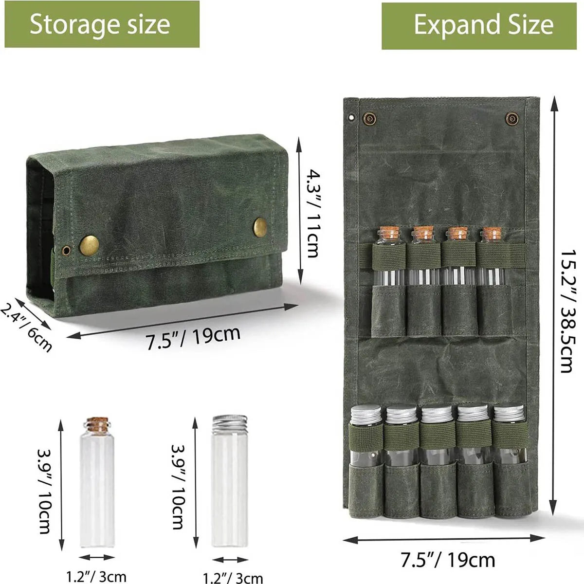 9pcs Outdoor  jar storage bags,canvas seasoning storage bag organizer outdoor camping barbecue picnic seasoning container set