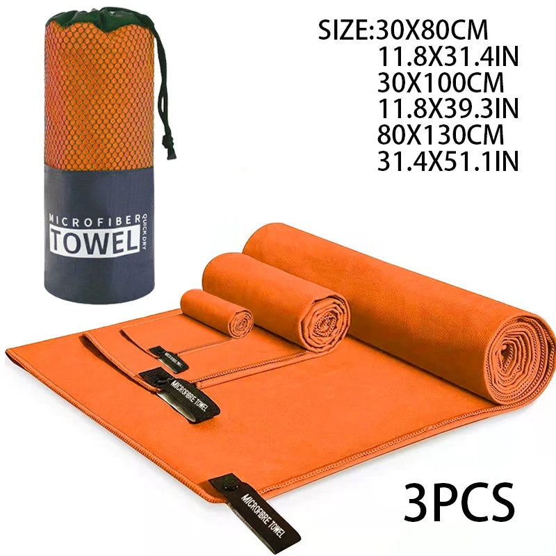 3 Pcs Microfiber Towel Sports Quick-Drying Super Absorbent Camping Towel Super Soft Lightweight Gym Swimming Yoga Beach Towel