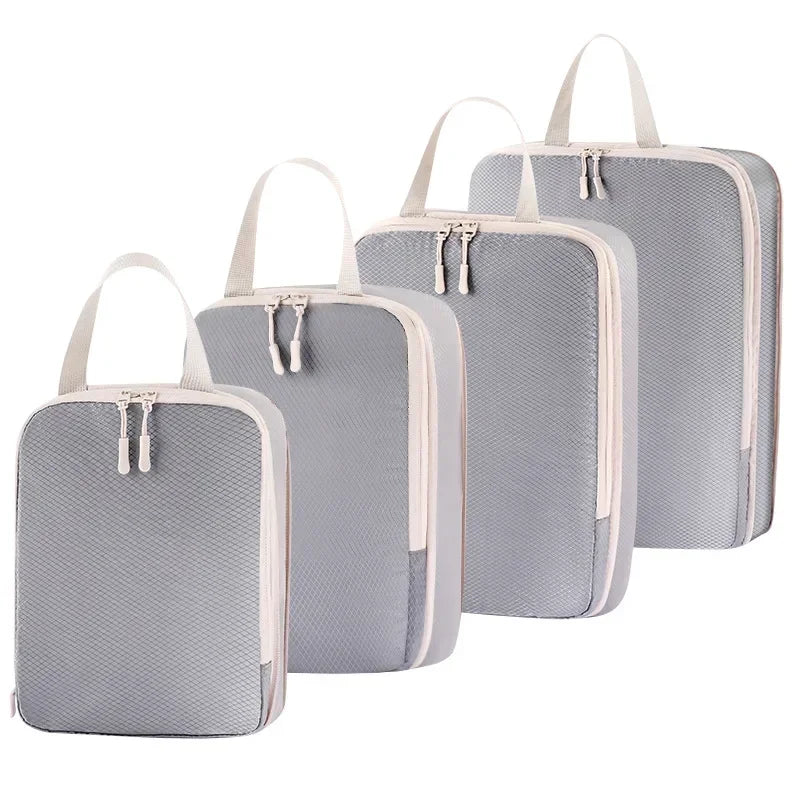 4Pcs/set Compression Packing Cubes Set for Suitcase Expandable Travel Luggage Storage Bags Travel Accessories Organizers