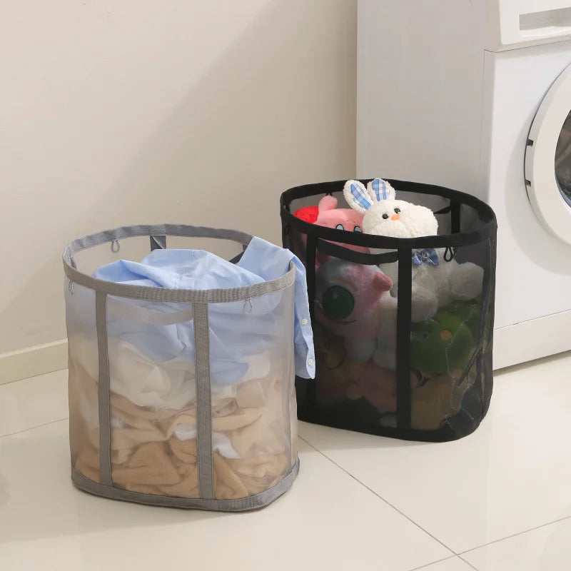 Laundry Bags Hamper Bag with Handles Portable &Collapsible Dirty Clothes Mesh Basket Foldable for Washing Storage Dorm or Travel