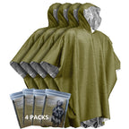 Emergency Rain Poncho 4-Pack | Thermal Mylar