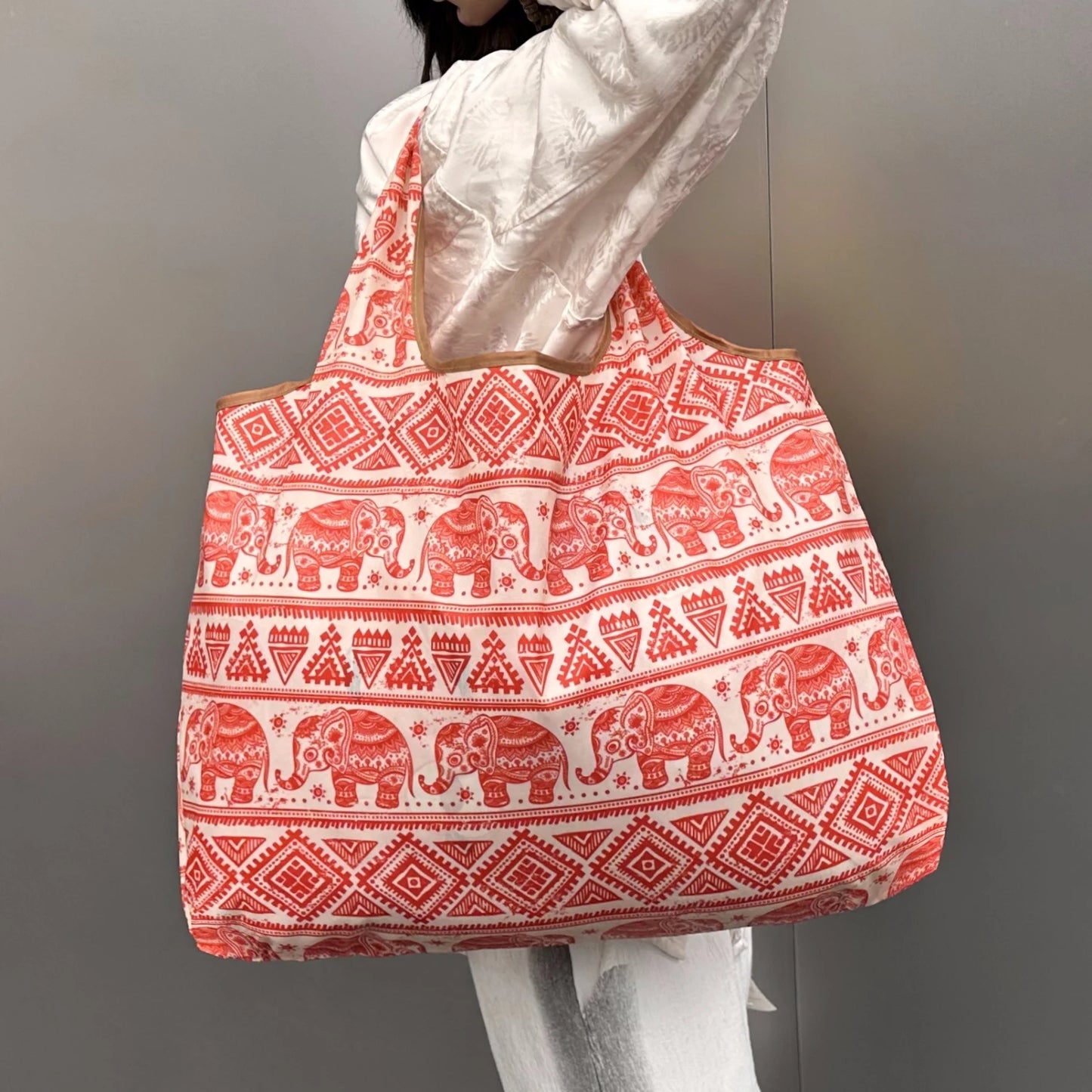 Tote Bag Large Capacity Tote Bag Satchel Lightweight Shopping Bag Printed Pattern Outdoor Foldableable Satchel Camping Style Travel Bag